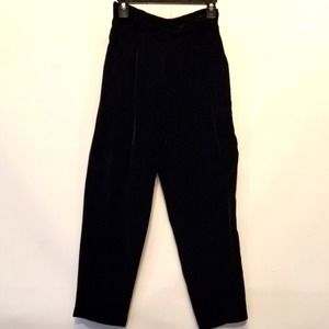 Vintage 90's Black Velvet Dress Pants High Waist Belt Loops Lined Size 6